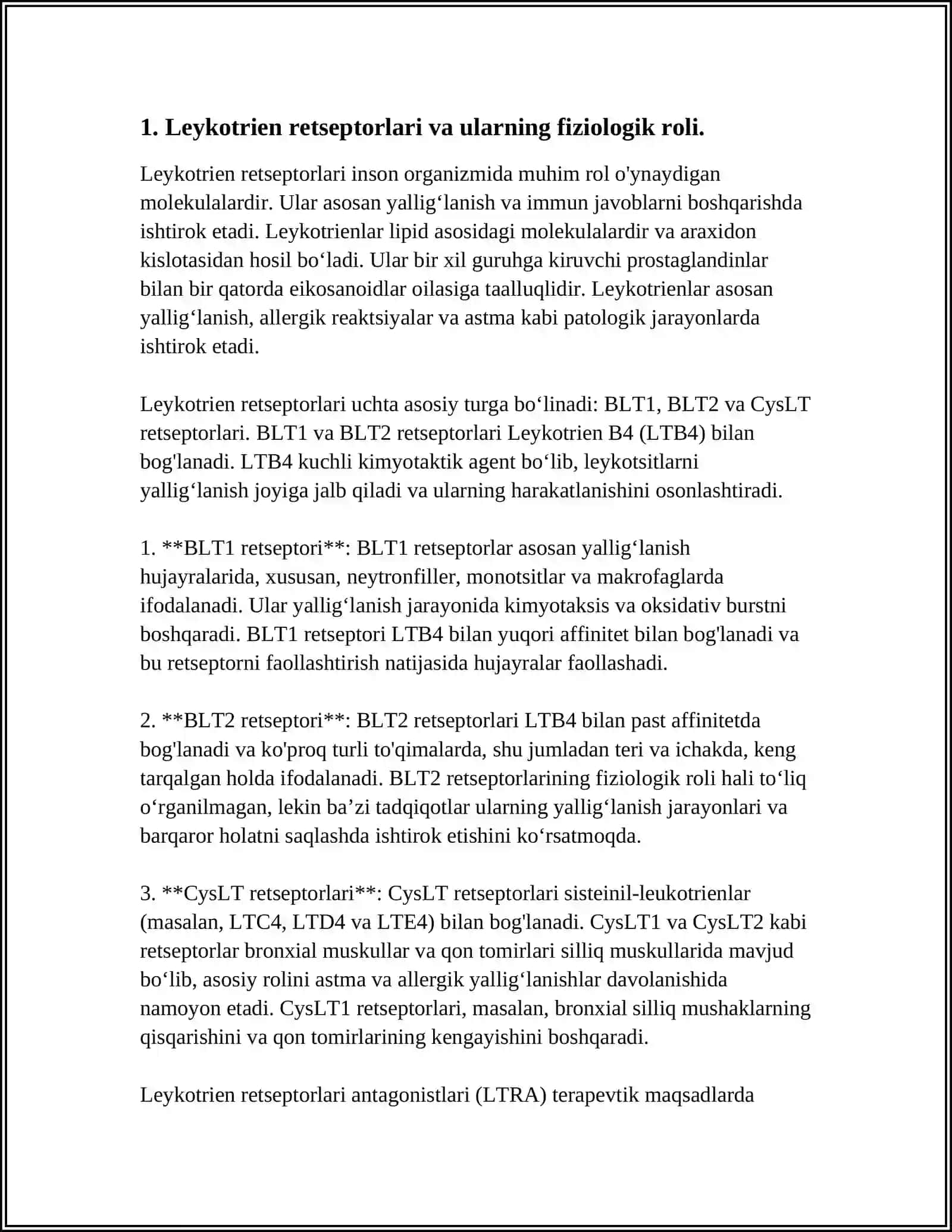LEYKOTRIEN RETSEPTORLARIGA TA'SIR ETUVCHI DORI VOSITALARI 3