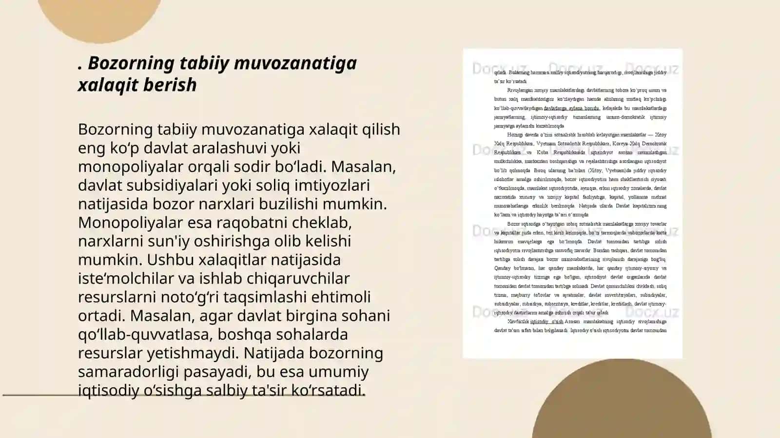 Bozorning tabiiy muvozanatiga xalaqit berish 3