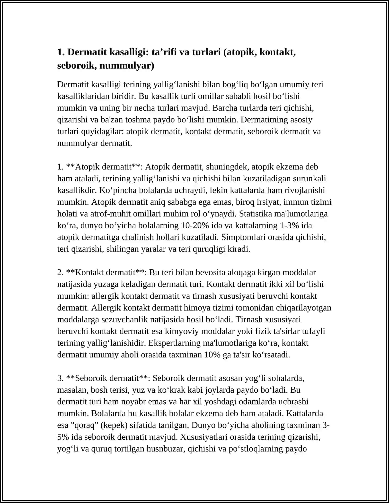 DERMATIT KASALLIGI VA UNDA QOʼLLANILADIGAN PREPARATLAR 3