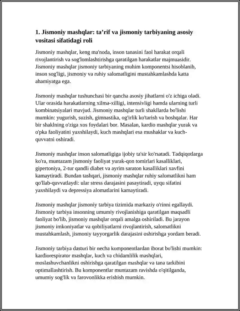Jismoniy mashqlar: taʼrif va jismoniy tarbiyaning asosiy vositasi sifatidagi roli 3
