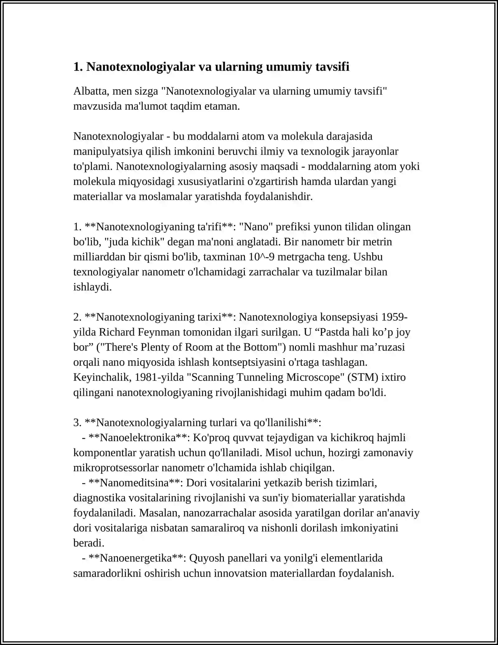 NANOTEXNOLOGIYALAR HAQIDA UMUMIY MA'LUMOT BERISH, YARATILISH VA RIVOJLANISH TARIXINI YORITISH 3