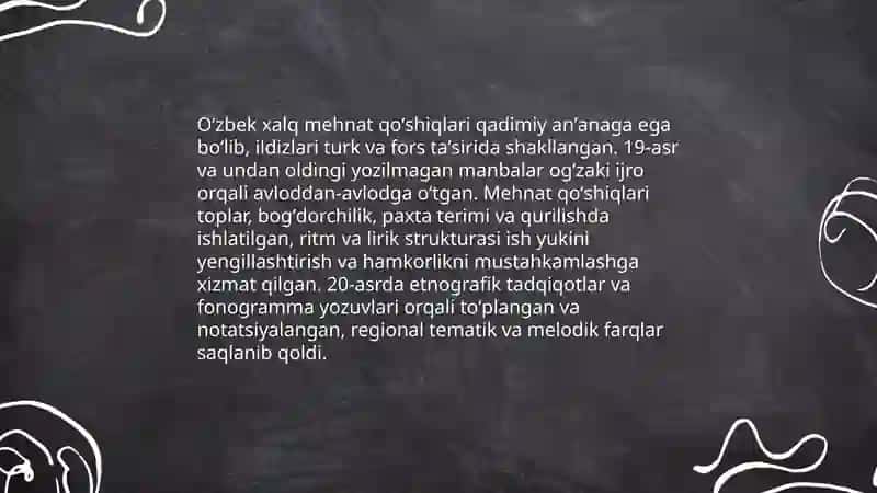 Oʻzbek xalq mehnat qoʻshiqlari 3