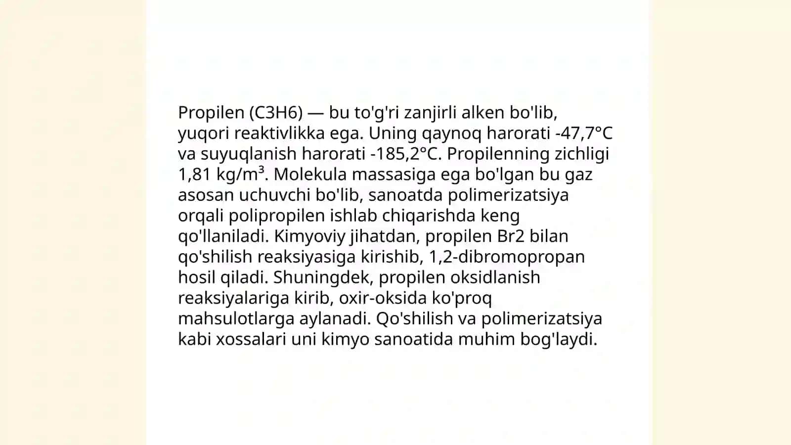 Propilen olinishi 3