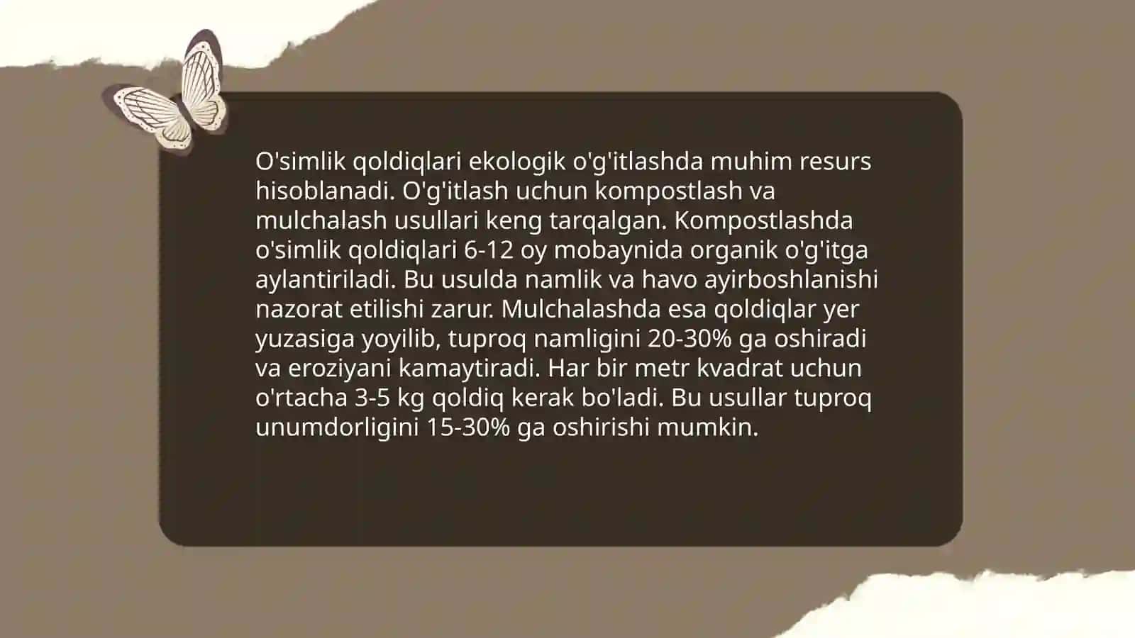 O'simlik qoldiqlarini o'g'it o'rnida ishlatish 3
