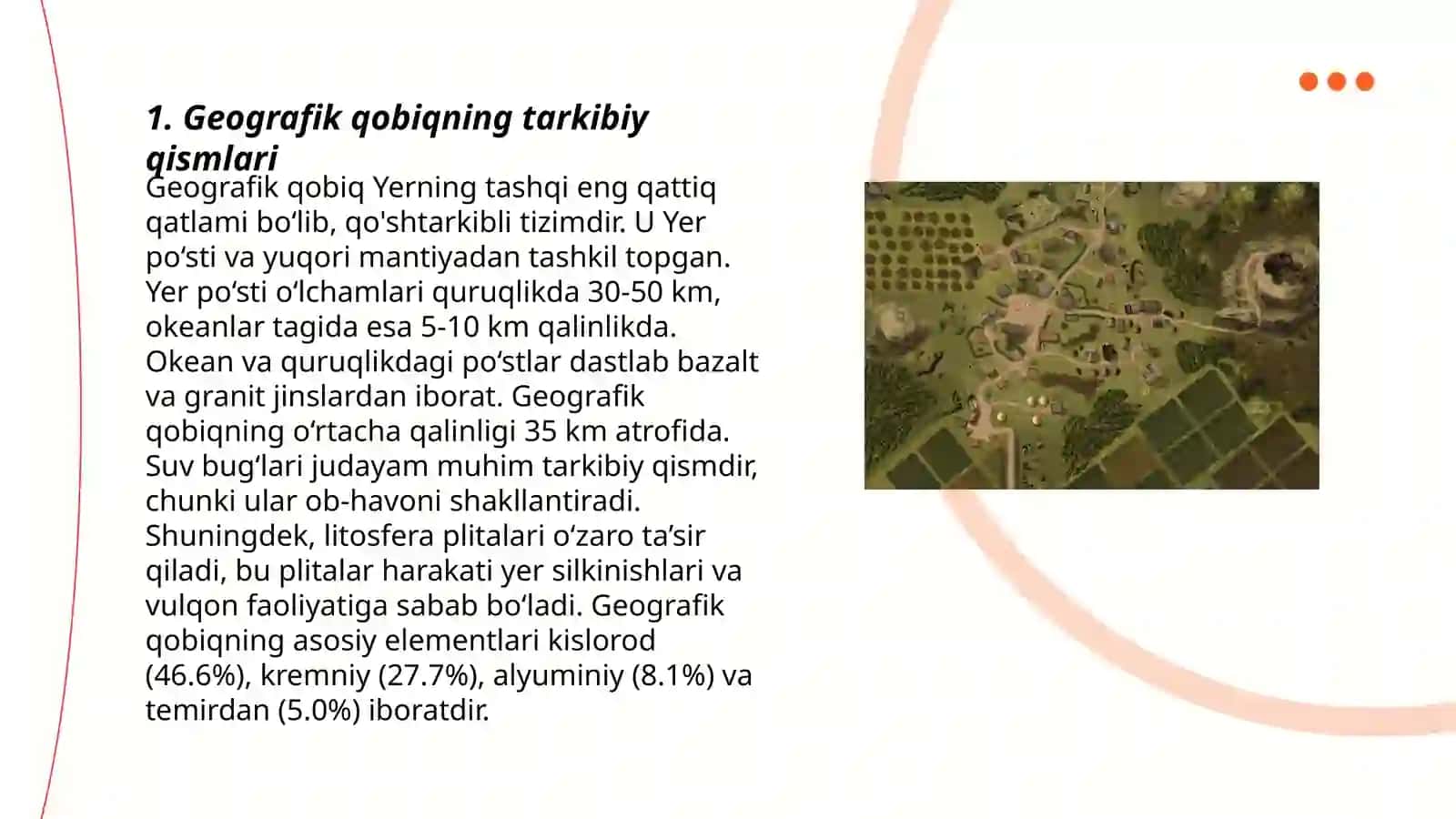 Geografik qobiqning eng yirik geosistema sifatidagi asosiy xususiyatlari 3