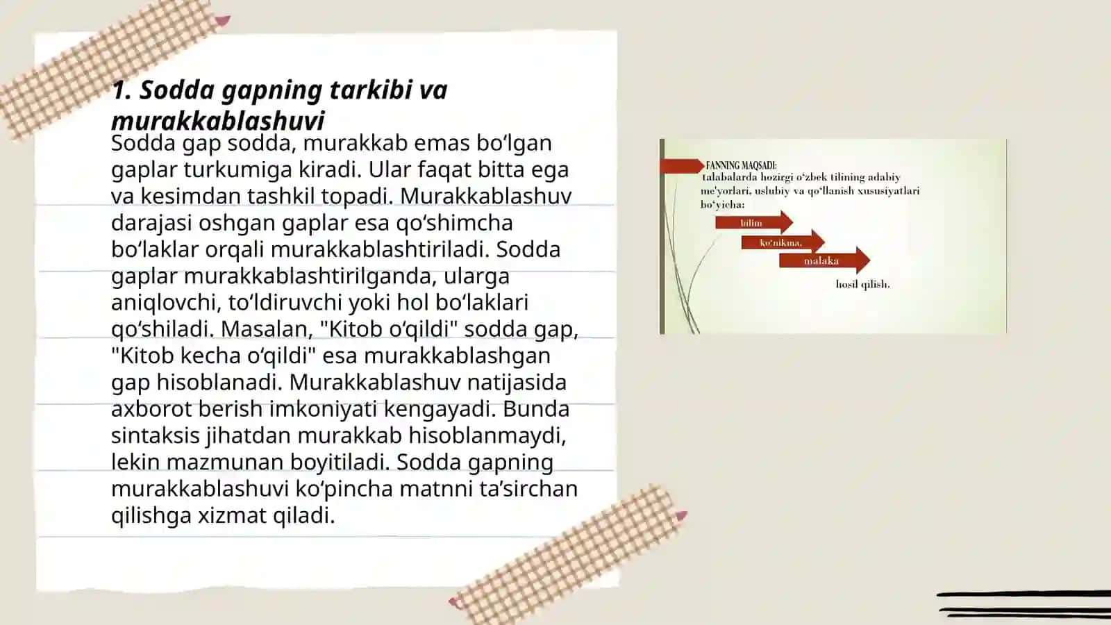 Sodda gaplar va ularning murakkablashuvi 3