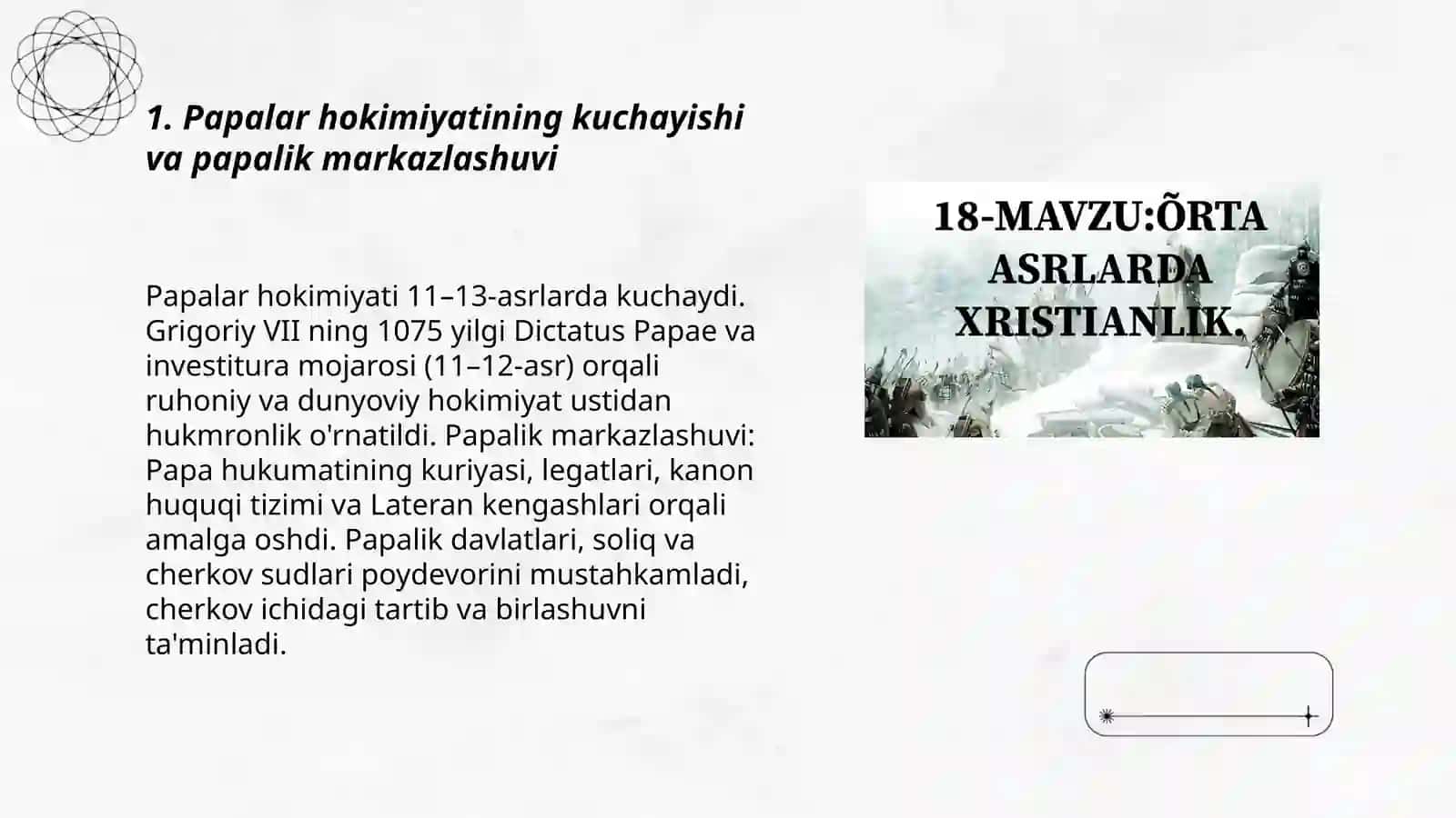 Oʻrta asrlarda xristian olamida sodir boʻlgan oʻzgarishlar 3