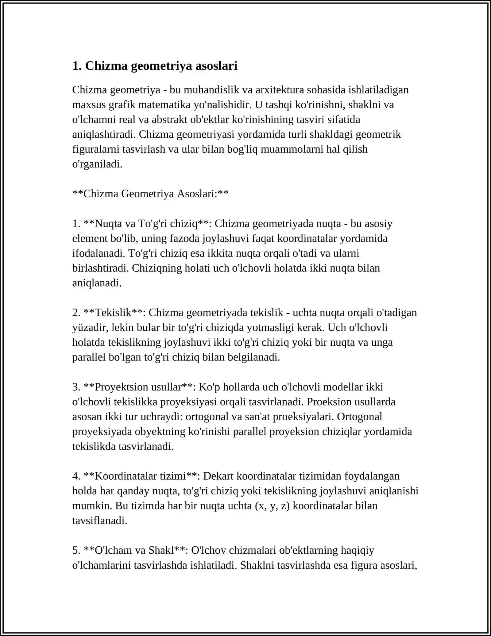 Chizma geometriya asoslari 3