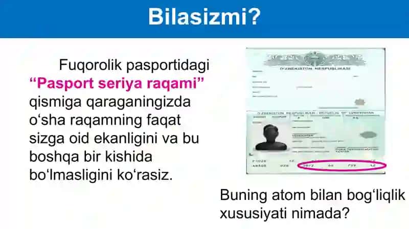 Atomlarning o‘lchami. Nisbiy va absolut massa 3