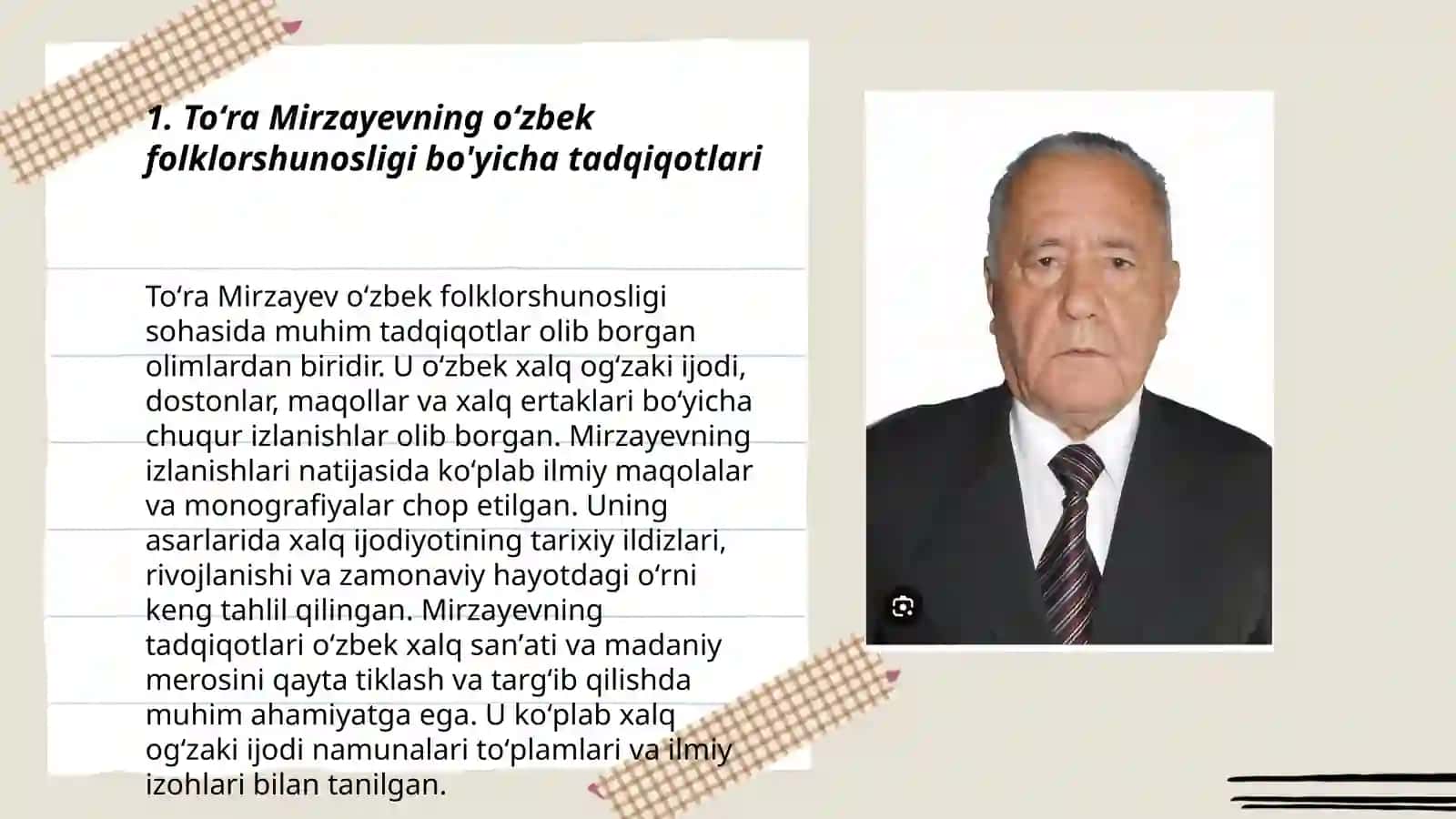 Toʻra Mirzayev va Mamatqul Joʻrayevlarning oʻzbek folklorshunosligiga qoʻshgan hissalari 3