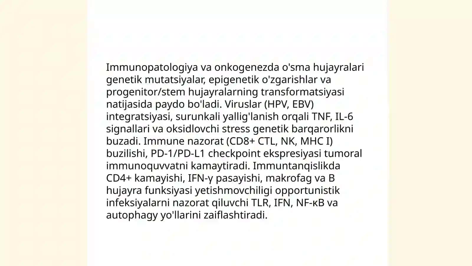 Immunopatalogiya o'sma xujayralarini kelib chiqishidagi axamiyati 3