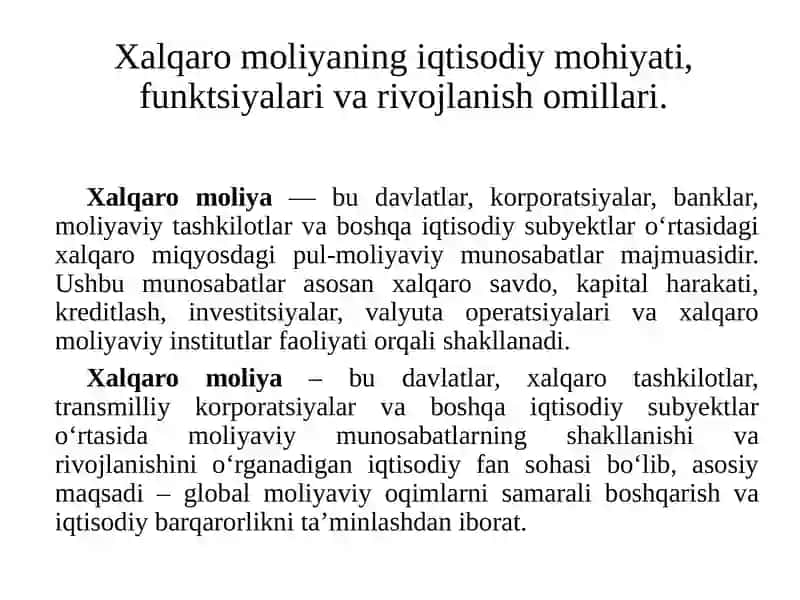 Xalqaro moliya 3