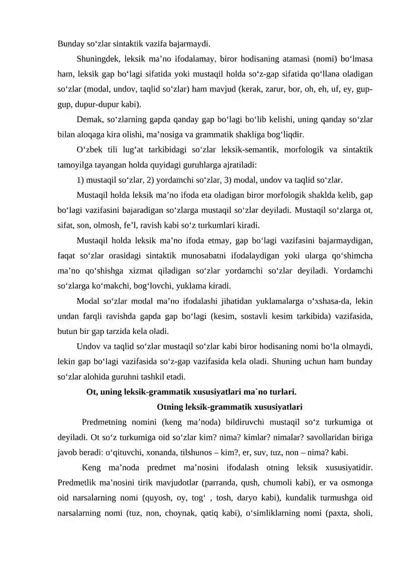 Morfolofiya. So’z turkumlari. Ularning tasnifi 3