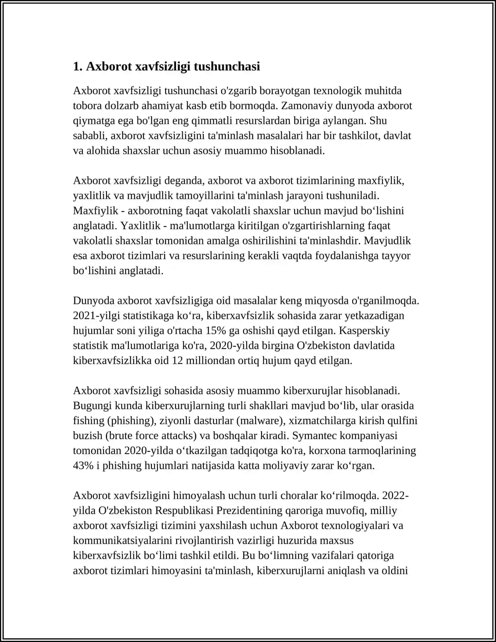 AXBOROT XAVFSIZLIGINI TA’MINLASHNING G'OYAVIY NAZARIY ASOSLARI 3
