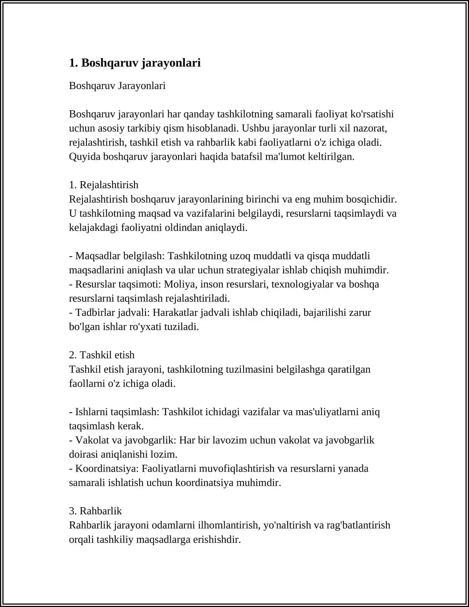 BIZNES JARAYONLARINING TASNIFI 3
