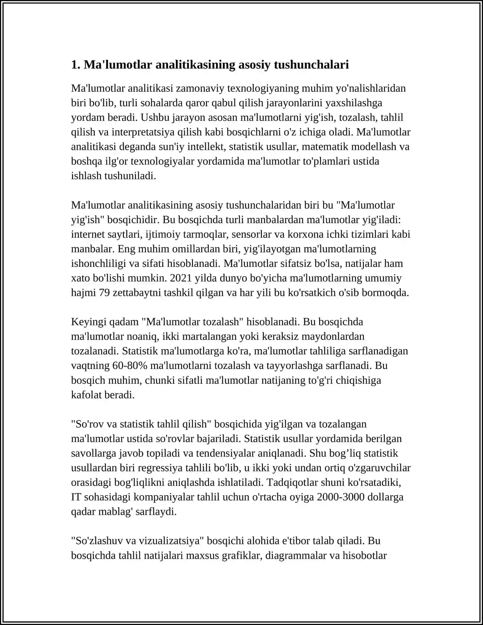 MA'LUMOTLAR ANALITIKASI VA QARORLARNI QABUL QILISHNI QO‘LLAB QUVVATLOVCHI YANGI TIZIMLAR 3