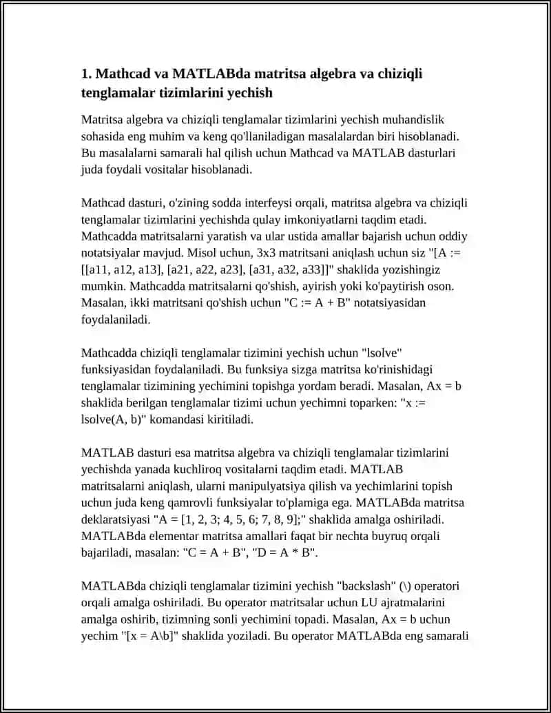 MUHANDISLIK MASALALARINI MATHCAD VA MATLAB DASTURLARIDA YECHISH 3