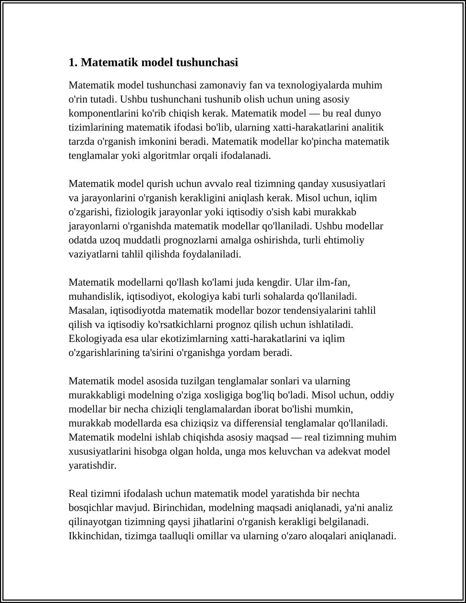 MATEMATIK MODELLASHTIRISHNING ASOSLARI 3