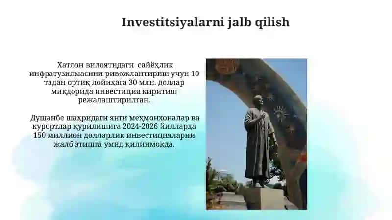 Tojikiston turistik resurslari va turizm rivojlanish faoliyati 3