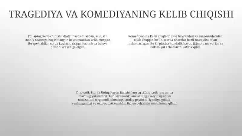 Dramatik Tur Va Uning Paydo Bolishi, Janrlari 3