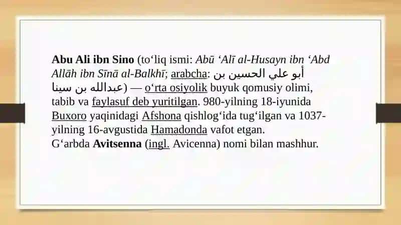 Abu Ali Ibn Sino ijodiy faoliyati 3