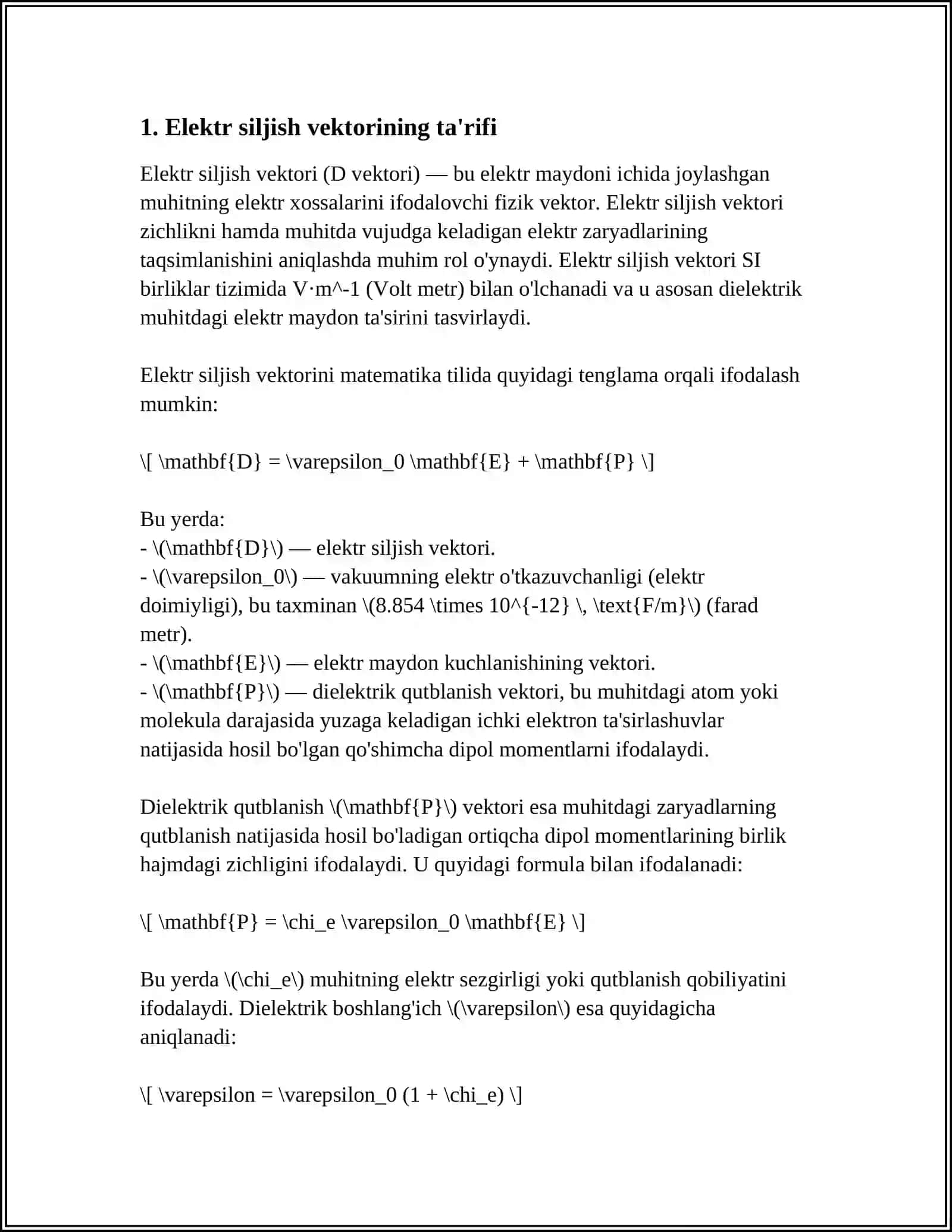 ELEKTR SILJISH VEKTORI. ELEKTR SILJISH VEKTORI UCHUN GAUSS TEOREMASI 3