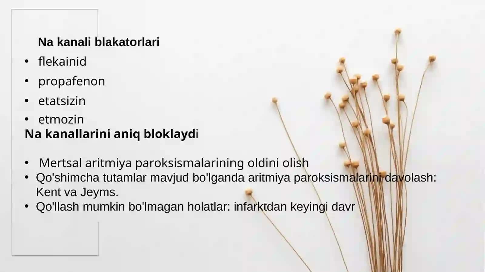 Yurakning impuls o'tkazish sistemasi. Antiaritmik dorivo sitalar tasnifi 3