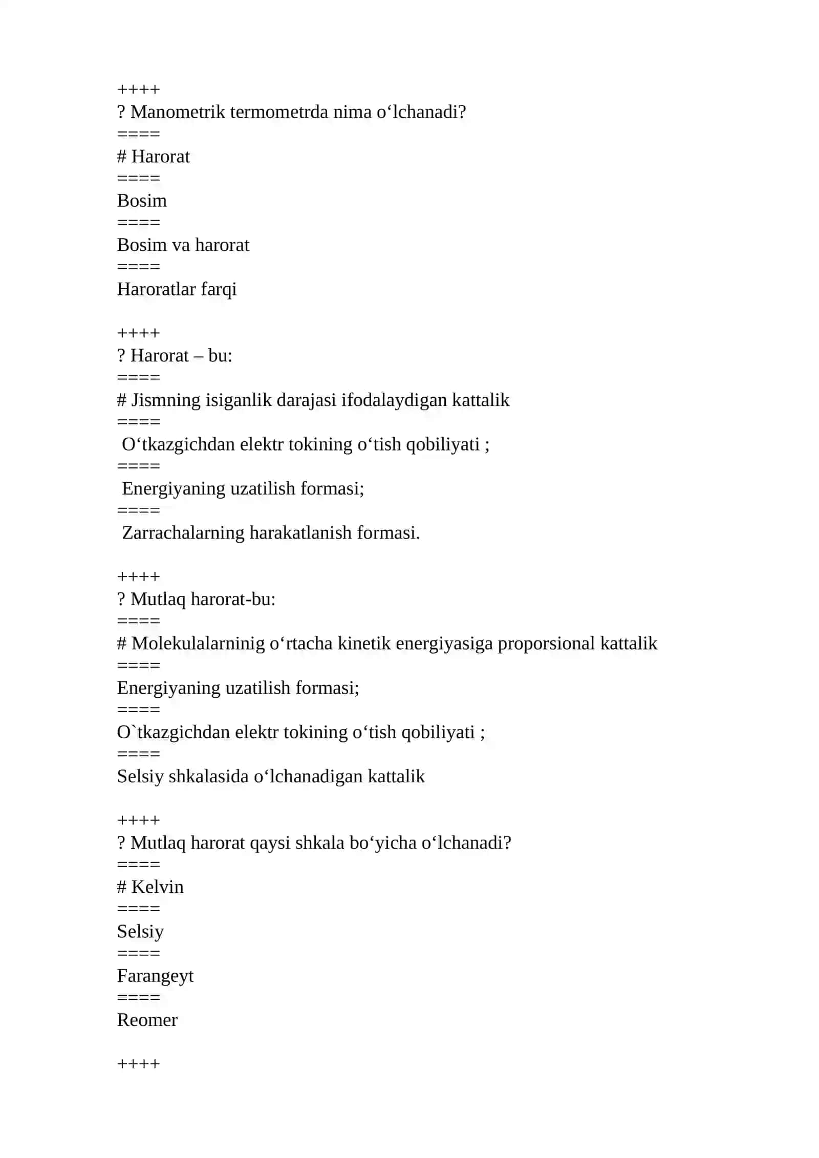 TERMODINAMIKA TEST, JAVOBLARI BILAN? 3