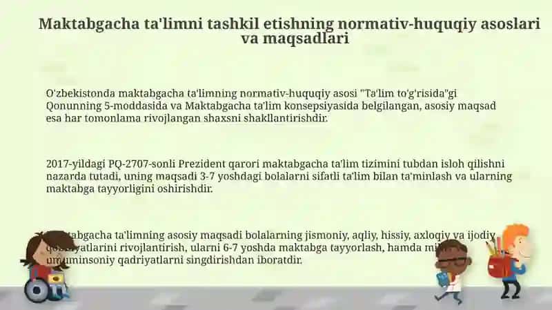 Maktabgacha ta'limni tashkil etishning vazifalari 3