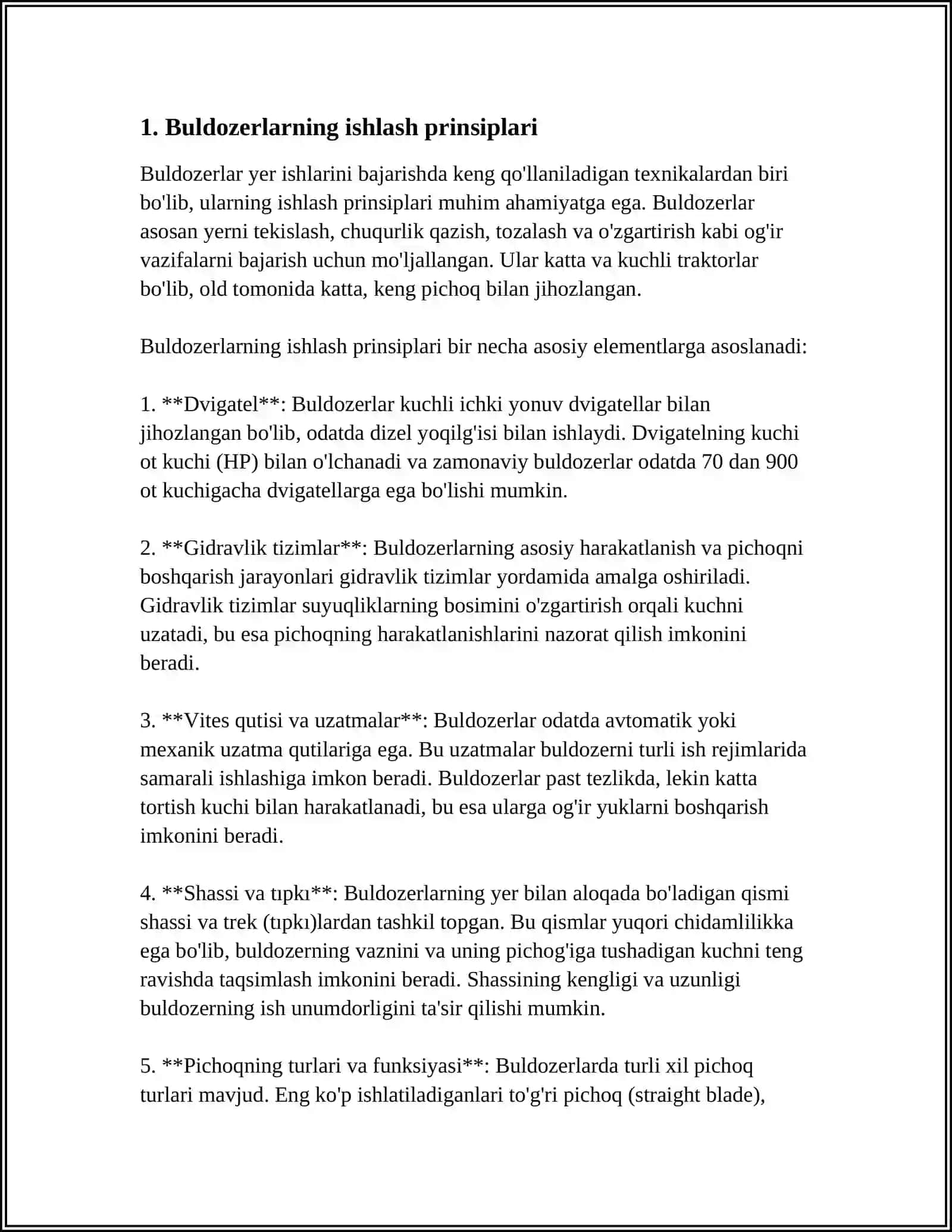 BULDOZERLARDA BAJARILADIGAN ISHLAR TEXNOLOGIYASI 3