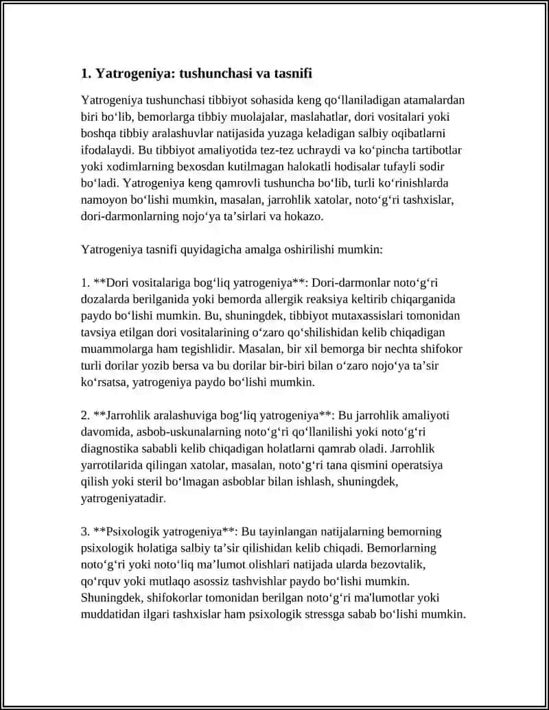 Yatrogeniya: tushunchasi va tasnifi 3