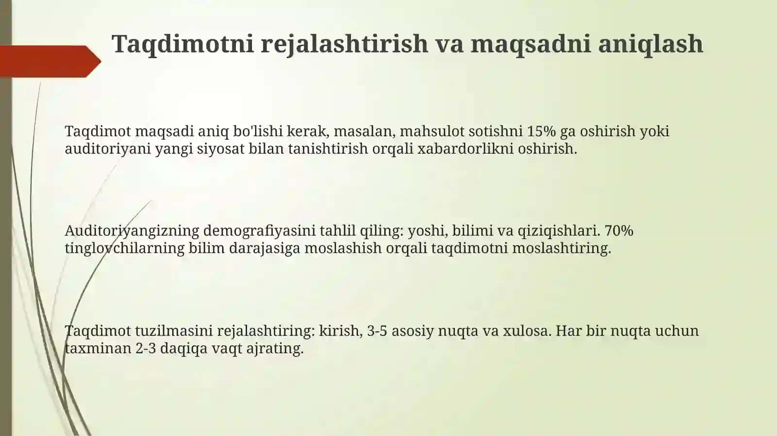 Prezetatsiyalar yaratish va ularni farmatlash 3