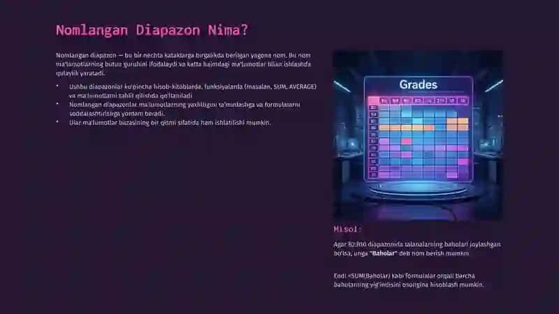 Nomlangan Katak va Diapazon: Elektron Jadvallarni Samarali Boshqarish 3