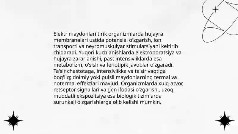 Elektr va magnit maydonlari va ularning tirik organizmga tasiri 3