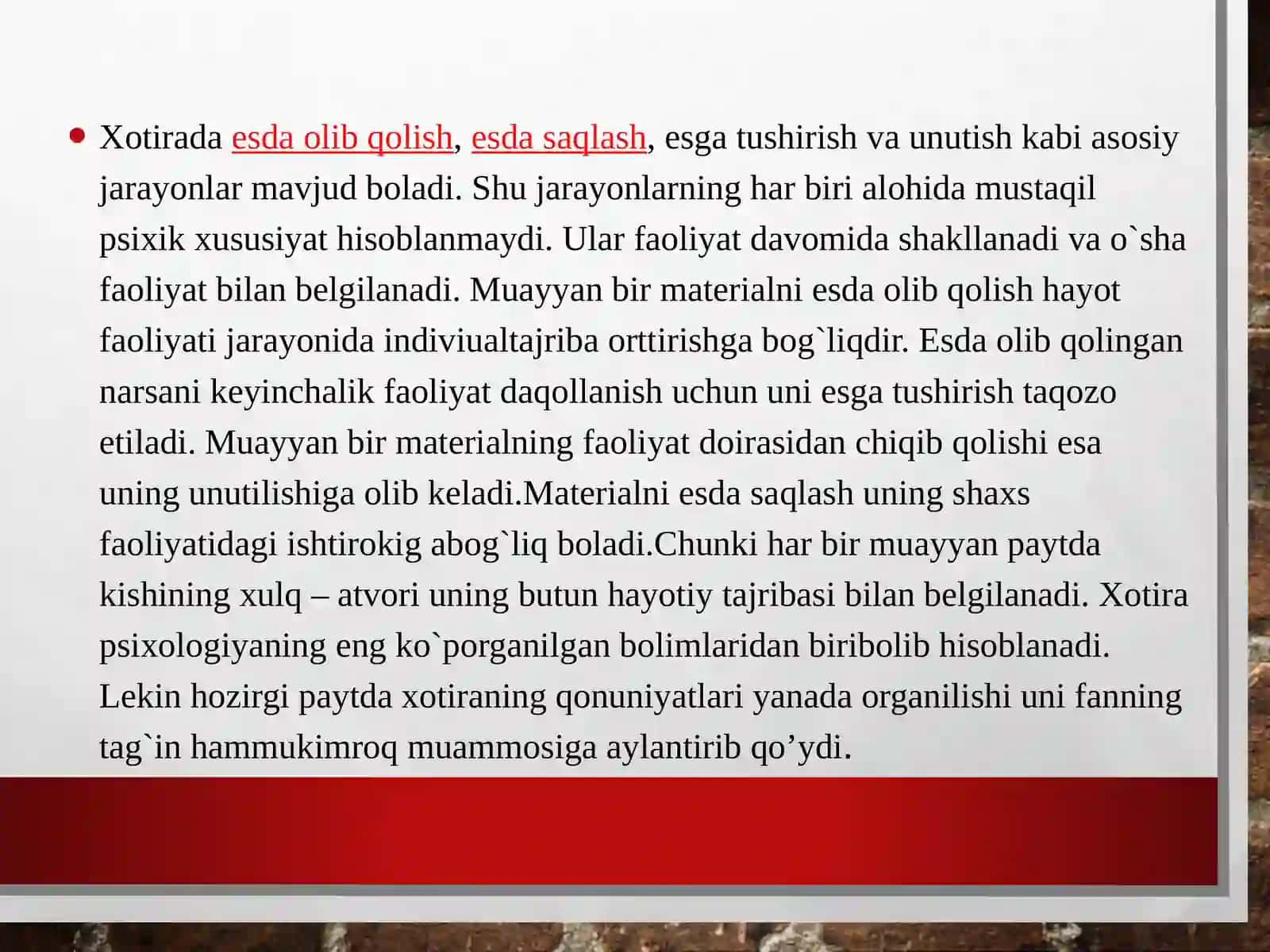 Xotira diqqat va vaqtincha bog'lar hosil bo'lish mexanizmlari 3