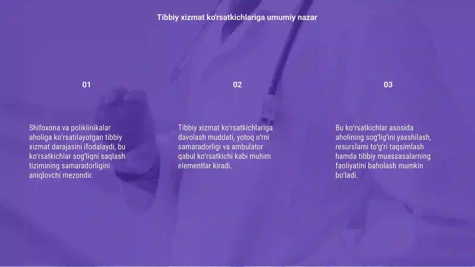 Shifoxona va poliklinika xizmatining asosiy ko'rsatkichlari 3