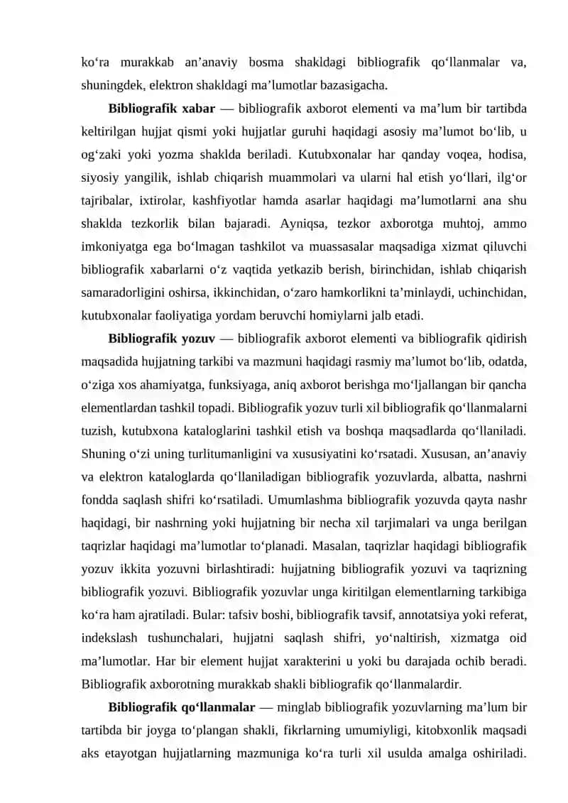 Bibliografik axborotning asosiy shakllari, axborotni yig‘ish va uzatish 3