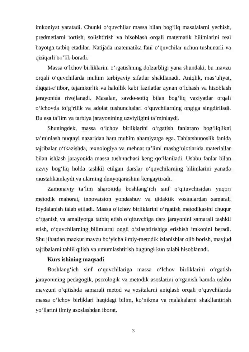 Boshlang'ich sinfda massa o'lchov birliklarini o'rgatish metodikasi 3