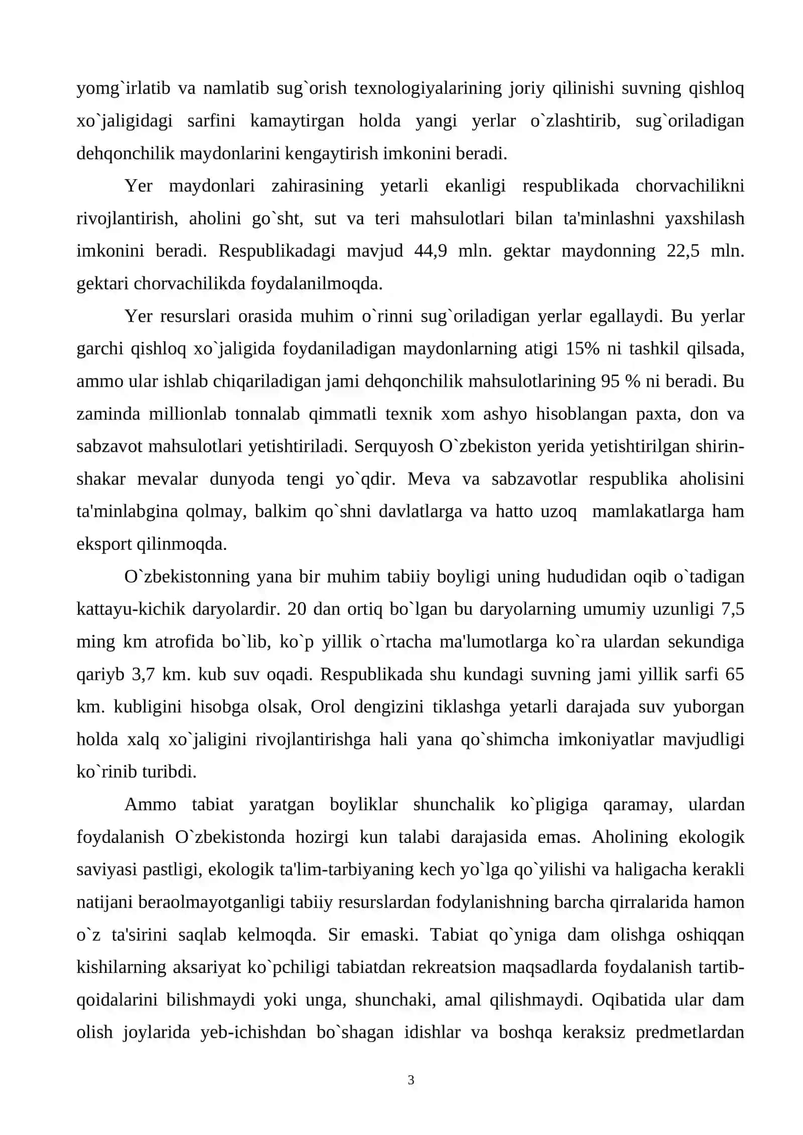 O`zbekistonda tabiatni muhofaza qilish va tabiat resurslardan foydalanish 3