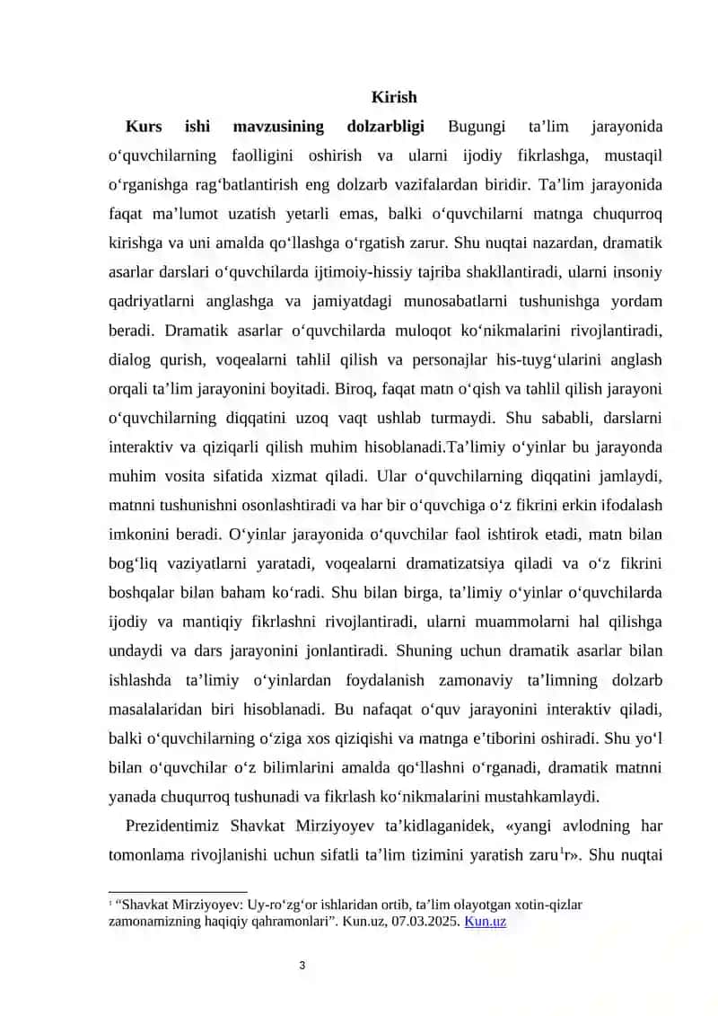 Dramatik asarlar bilan ishlashda ta’limiy o‘yinlardan foydalanish 3