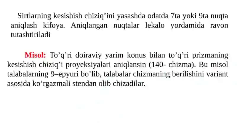 Yordamchi kesuvchi tekislik usuli 3