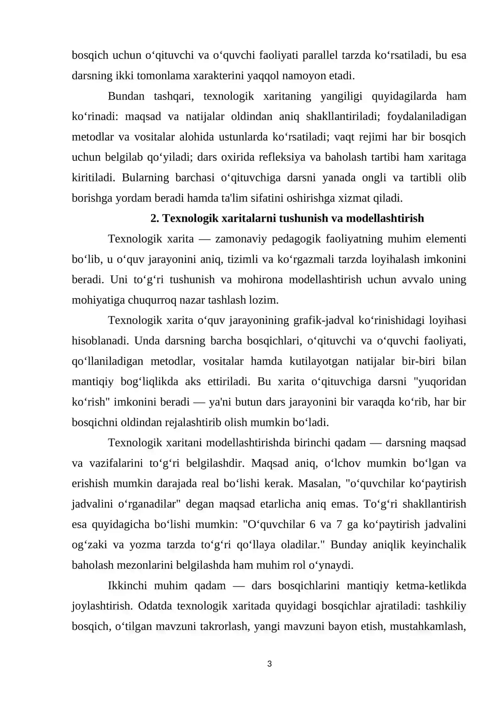 O‘qituvchining texnologik kompetensiyasi. Boshlang‘ich maktabning alohida o‘quv fanlari bo‘yicha texnologik xaritalarni modellashtirish 3