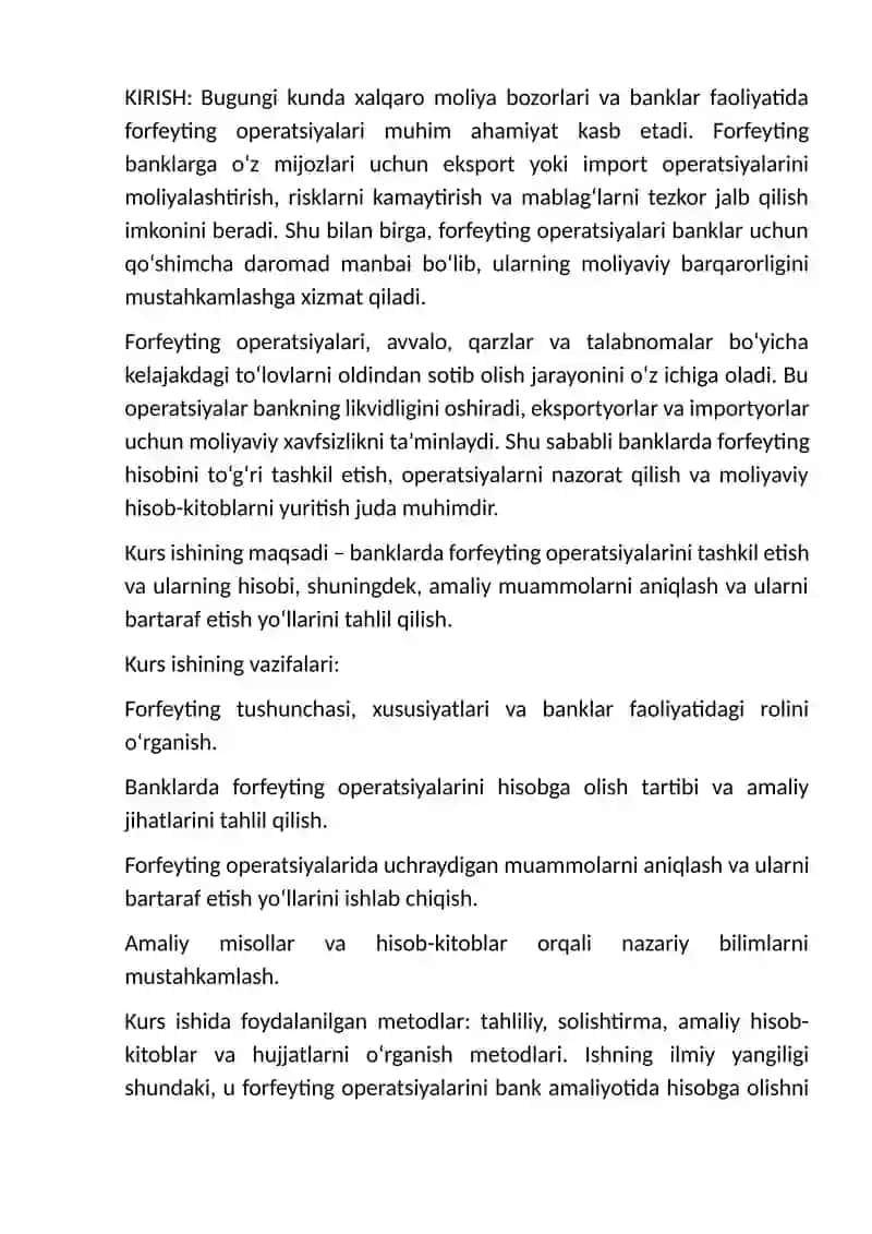 Banklarning forfeyting operatsiyalari va ularning hisobi 3