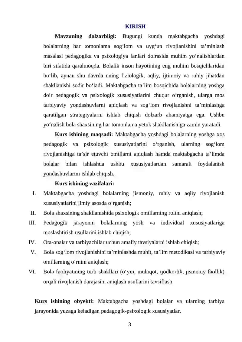 MAKTABGACHA YOSHDAGI BOLALARNING YOSHGA DOIR PEDAGOGIK VA PSIXOLOGIK XUSUSIYATLARI VA ULARNING BOLA SOGʻLOM RIVOJLANISHIDAGI AHAMIYATI 3