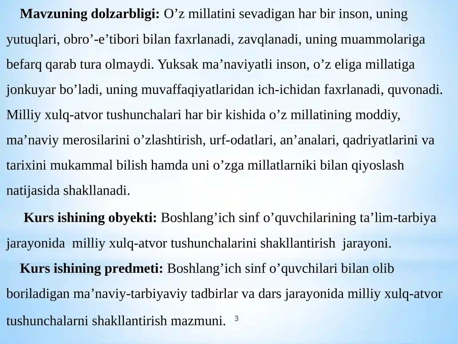 BOSHLANG’ICH SINF O’QUVCHILARIDA MILLIY XULQ-ATVOR TUSHUNCHALARINI SHAKLLANTIRISH 3
