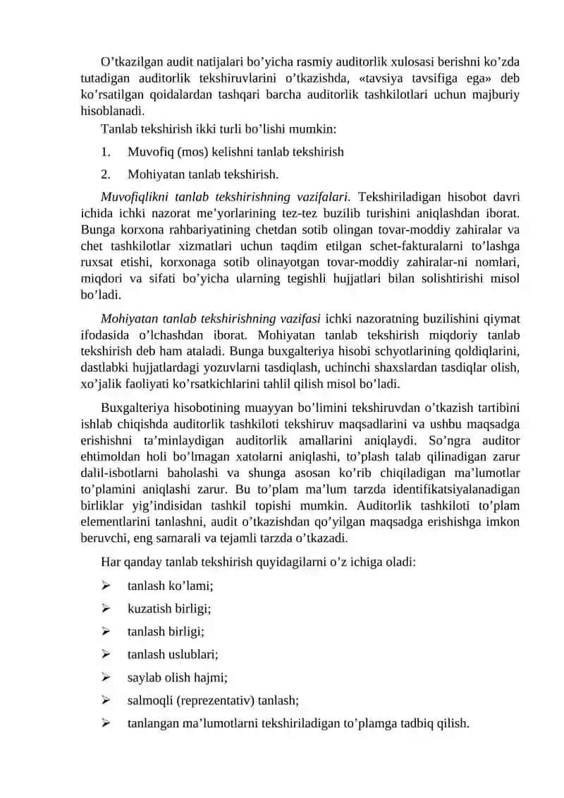 Auditorlik tanlash tushunchasi va uning mohiyati 3