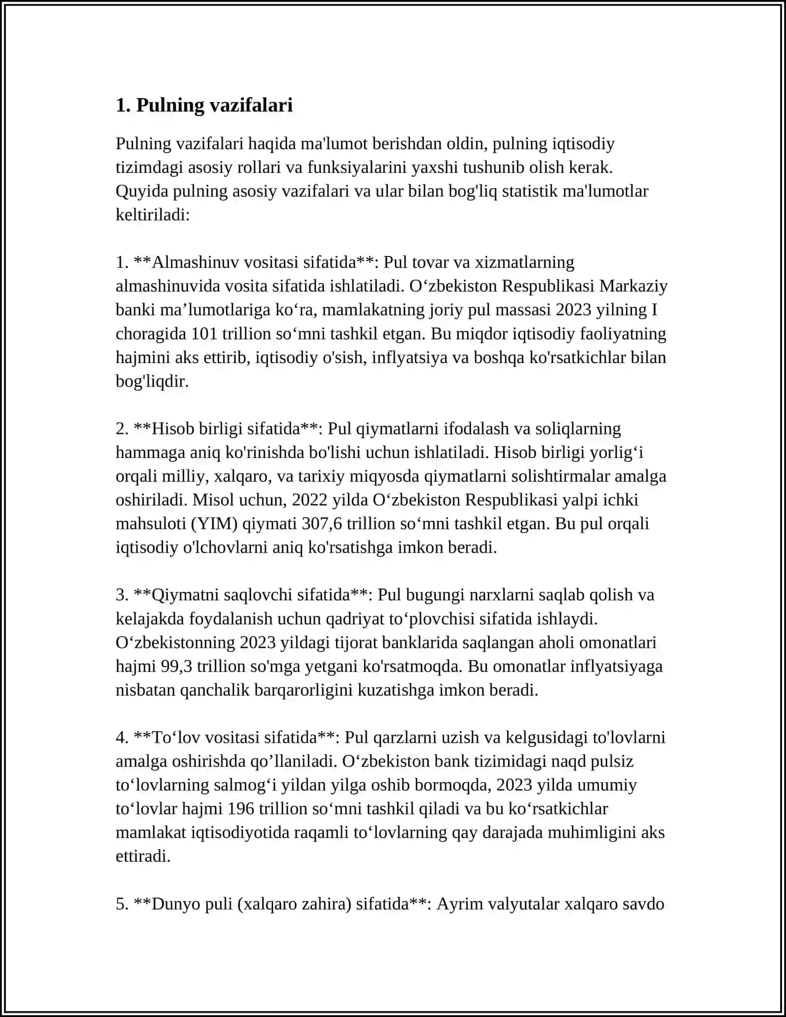 PUL MASSASI VA IQTISODIY SIKLLARNING TAHLILI 3