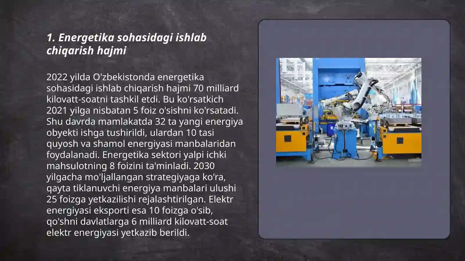 Sanoat mahsulotlari ishlab chiqarish hajmini oʻrganib tahlil qilish 3