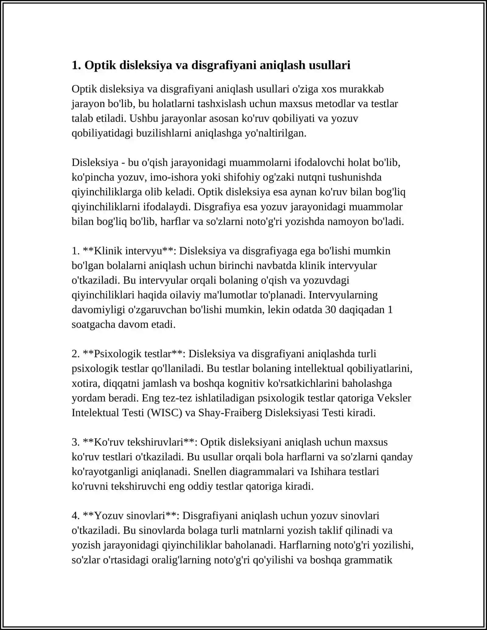 OPTIK DISLIKSIYA VA DISGRAFIYANI BARTARAF ETISH. ISHLANMALAR TAYYORLASH 3