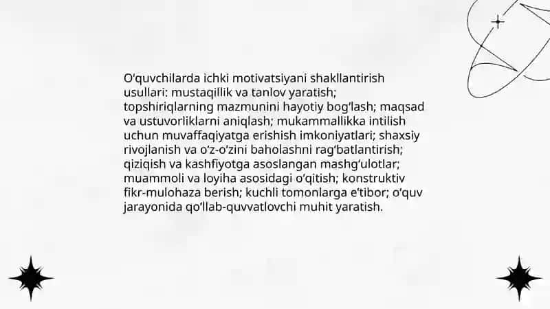 Oʻqitish jarayonida motivatsiya yaratish yoʻllari 3